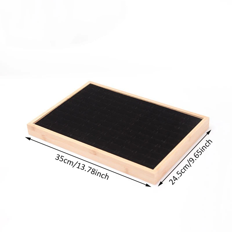 Plateau Bagues Bois Velours 100 Compartiments