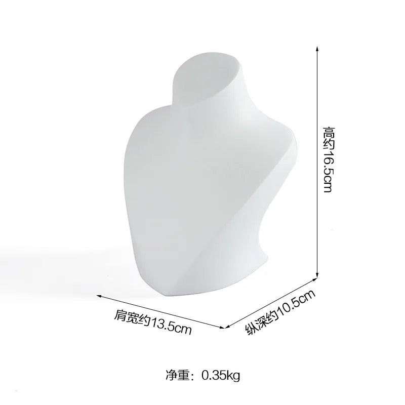 Buste Collier Résine Blanche Cuir Mannequin