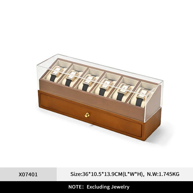 Boîte Montre Bois Bicouche Vitrine Premium