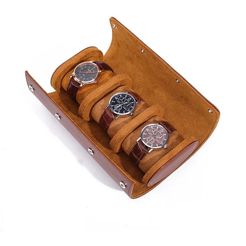 Étui Montre Cuir Rouleau Voyage Luxe