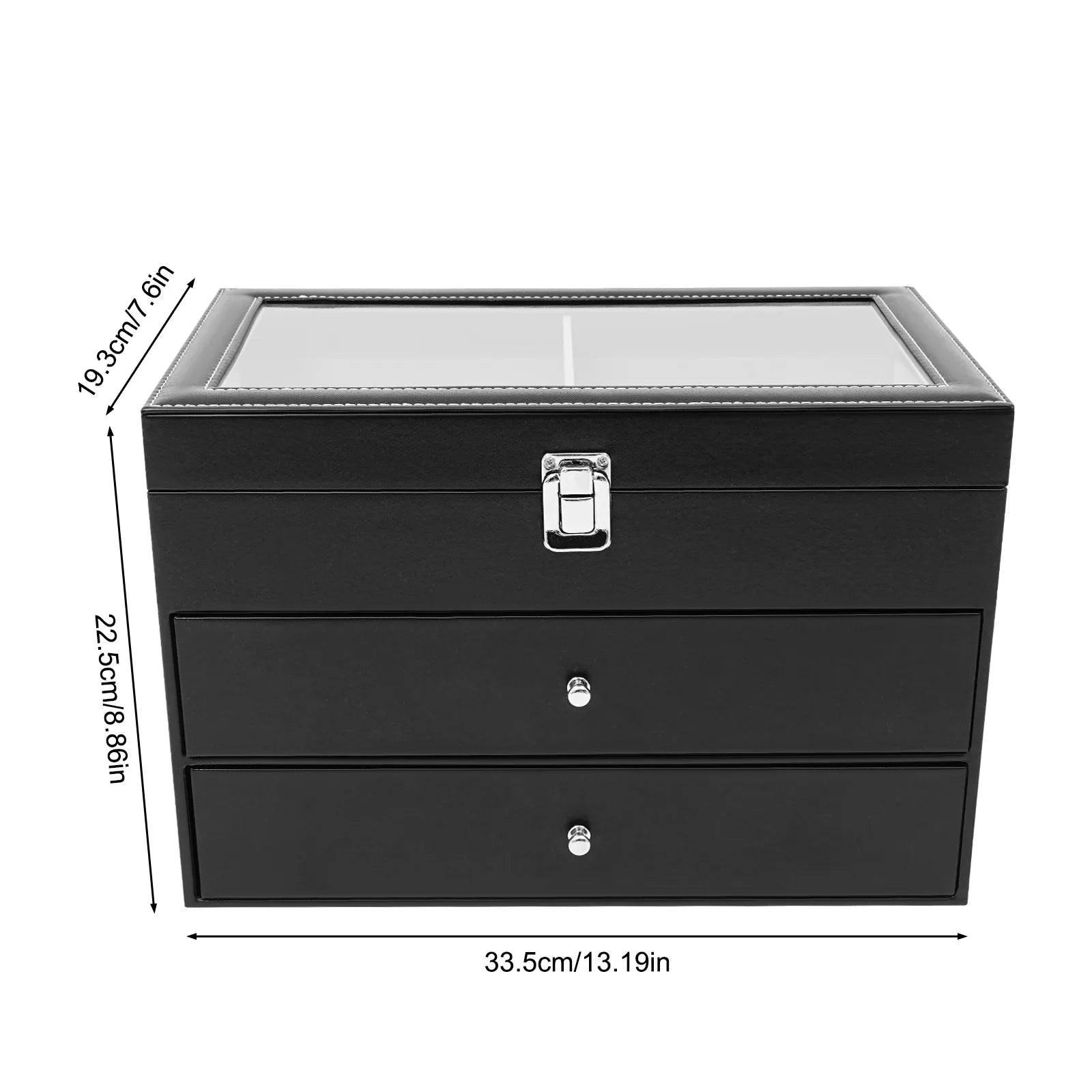 Coffret Montres Cuir Lunettes 3 Niveaux 24 Compartiments