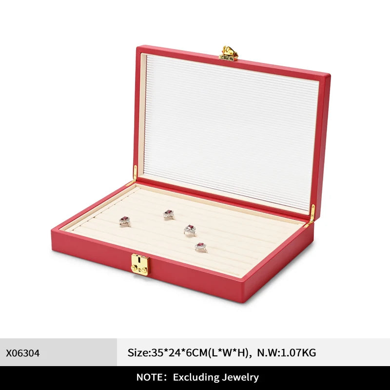 Boîte Bijoux Cuir Premium Couvercle Transparent