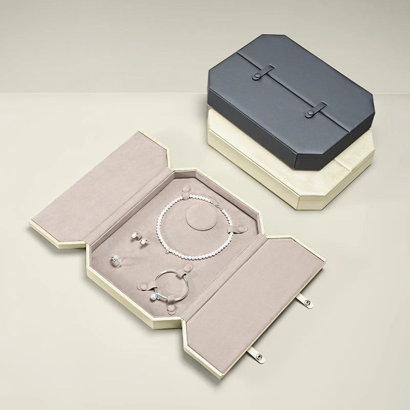 Coffret à Bijoux Cuir Double Volet pour Parure Complète