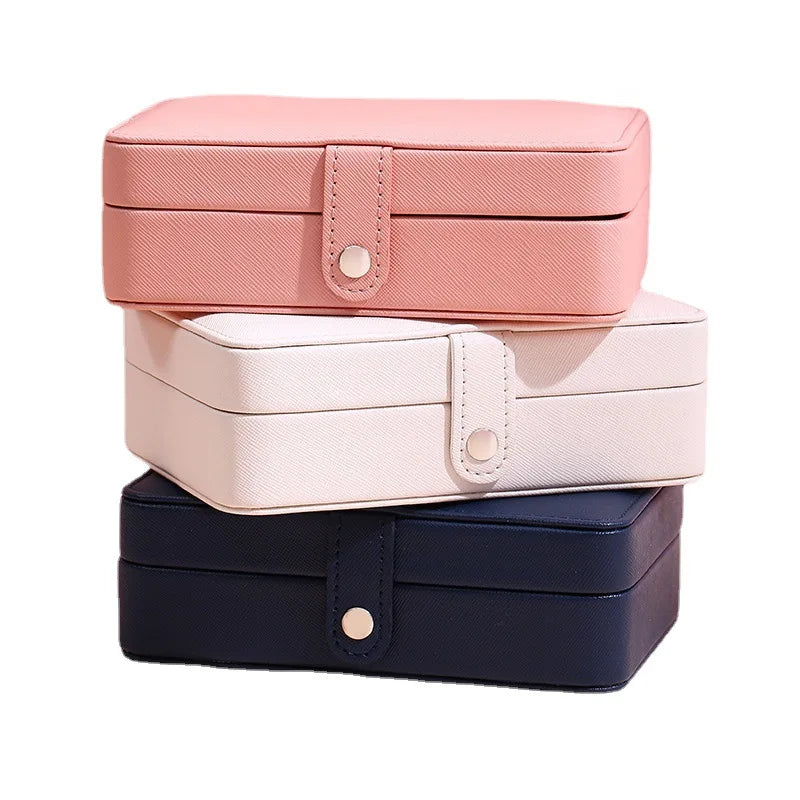 Boîte Bijoux Cuir Simili Double Étage Compact