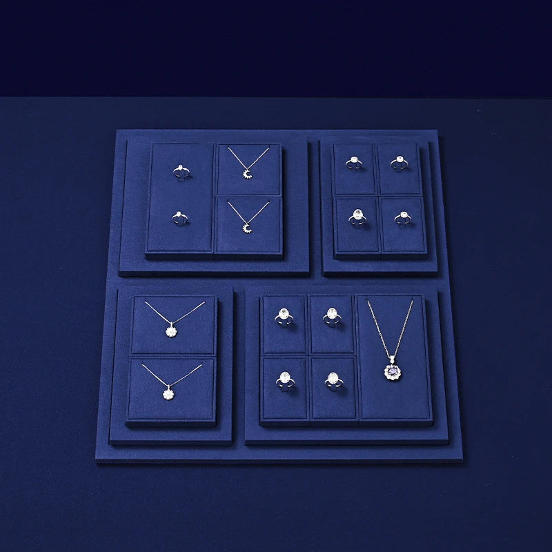 Plateau Bijoux Microfibre Bleu Modulable