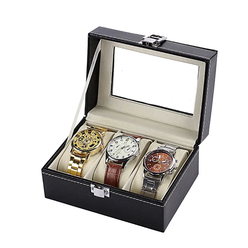 Boîte Montre Cuir Compartiments Rangement
