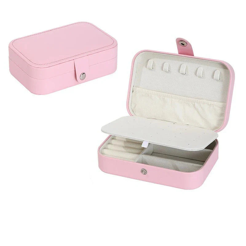 Boîte à Bijoux Cuir PU Miroir Double Étage