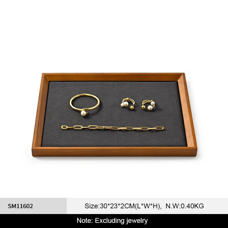 Plateau Bijoux Bois Anneaux Compartiments