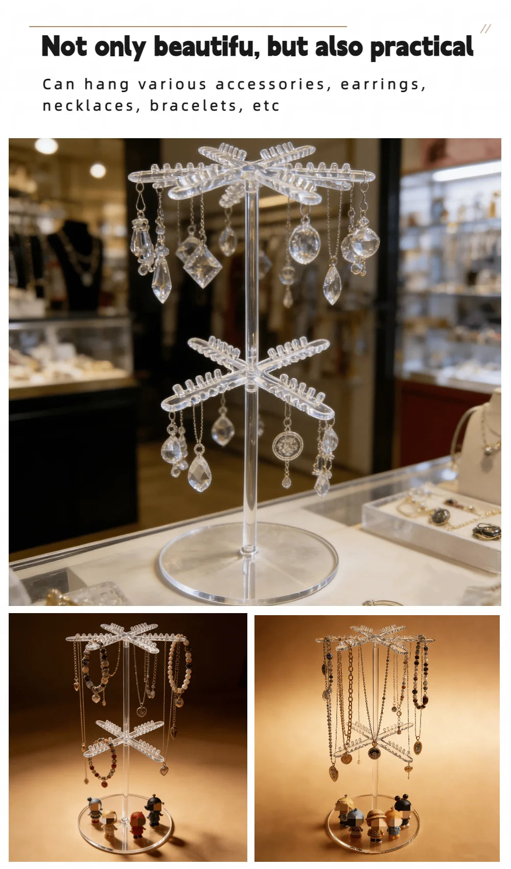 Présentoir Collier Vitrine Plastique Transparent