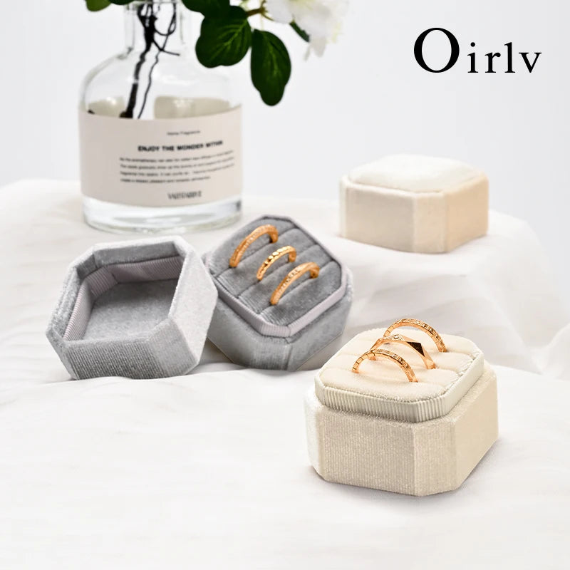 Boite Bagues Velours Mariage 3 Compartiments