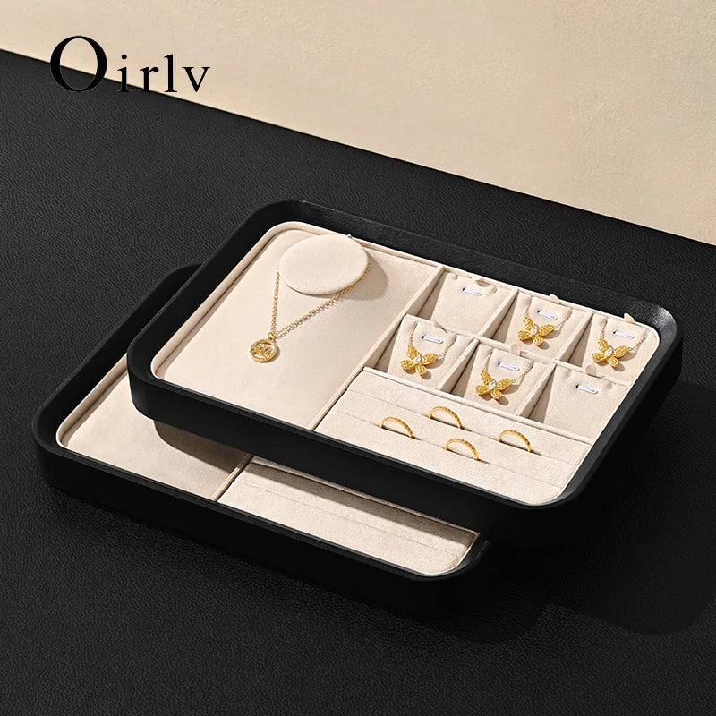Plateau Bijoux Cuir Velours Modulable