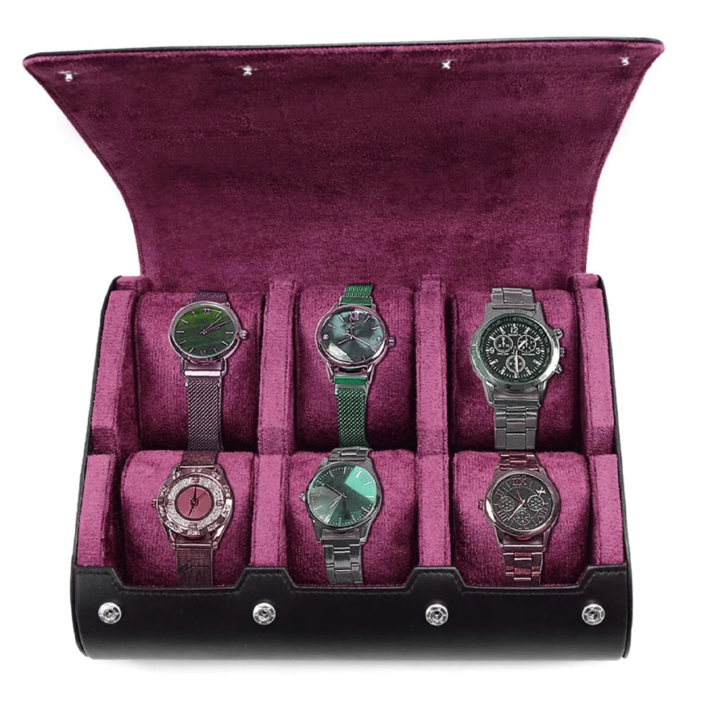 Étui Montre Cuir Voyage Rouleau 6 Emplacements