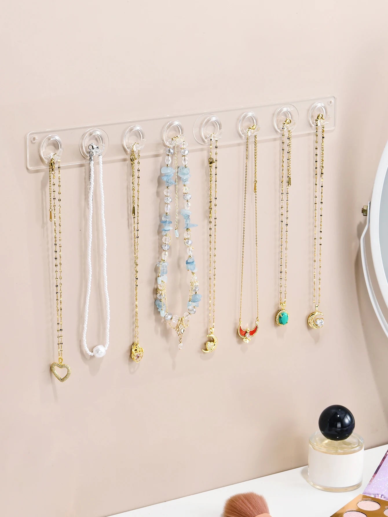 Porte Bijoux Acrylique Mural Crochets Premium