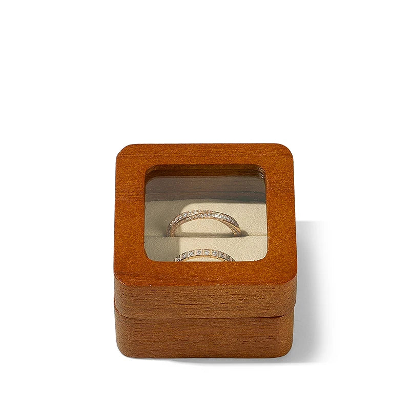 Boîte Bague Bois Fiançailles Cadeau Premium