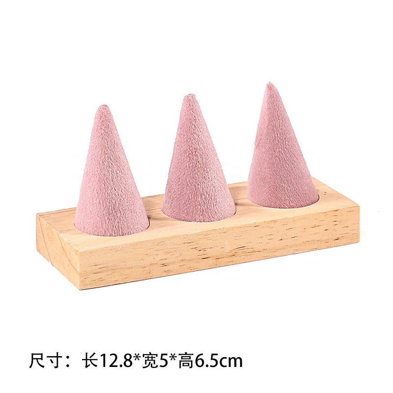 Présentoir Bijoux Velours Rose Bois Multifonction