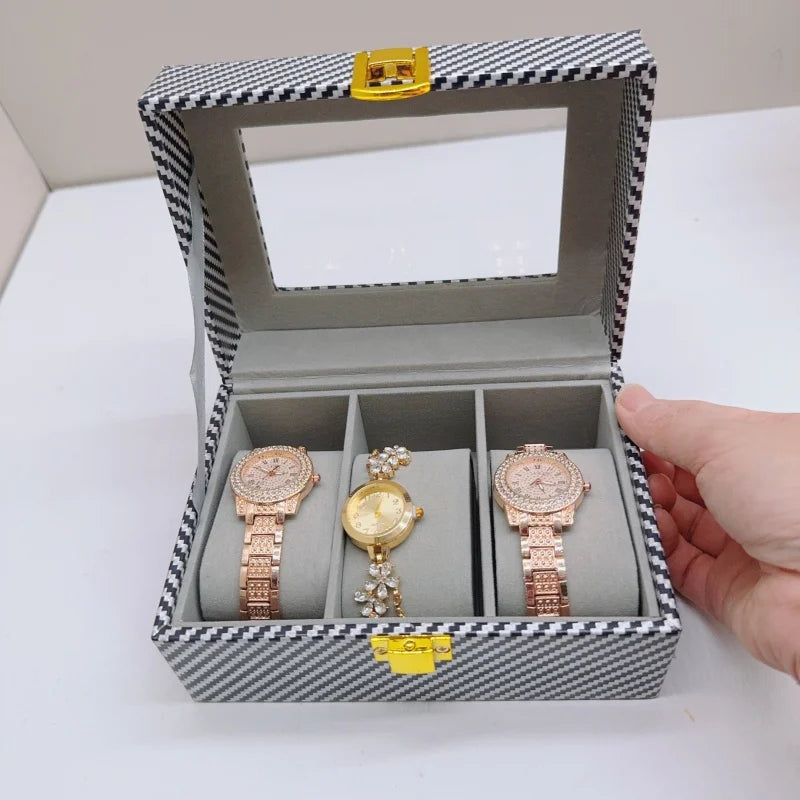 Boîte Montres Cuir Fibre Carbone Vitrine Multi-Places