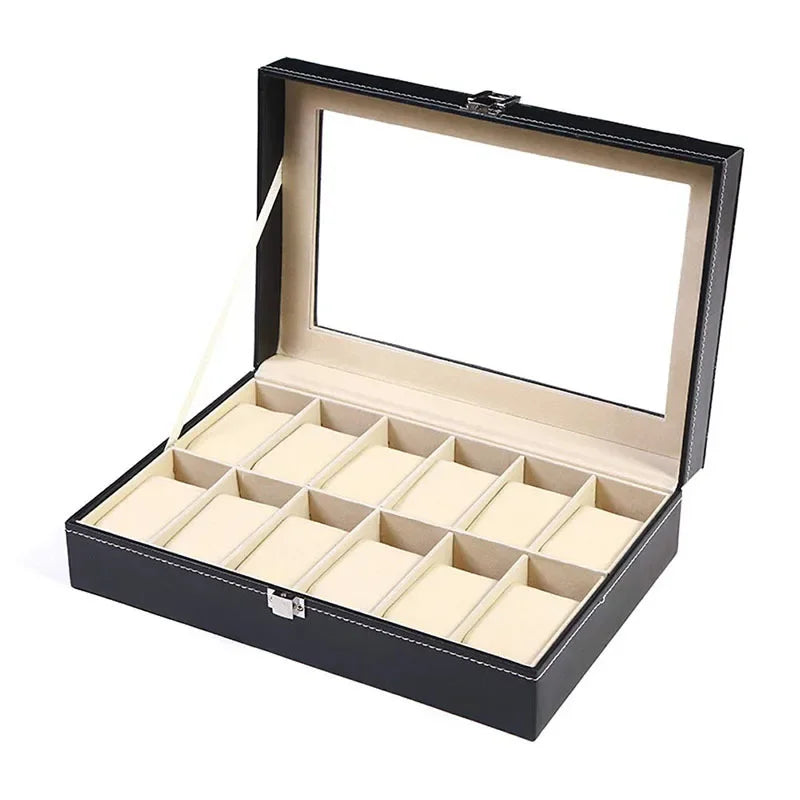 Boîte Montre Cuir Compartiments Rangement