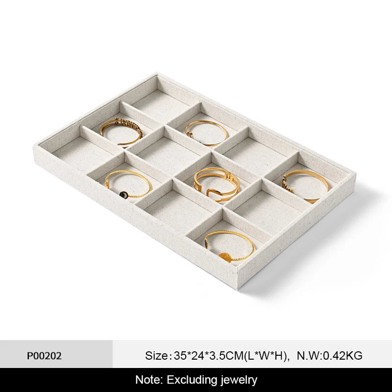 Plateau Bijoux Coton Lin Empilable Vitrine