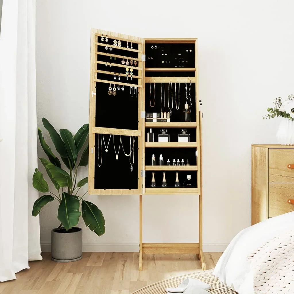 Boîte Bijoux Bois Rotative Sur Pied Miroir