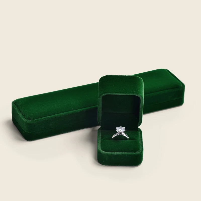 Boîte Bijoux Velours Vert Pierre Précieuse