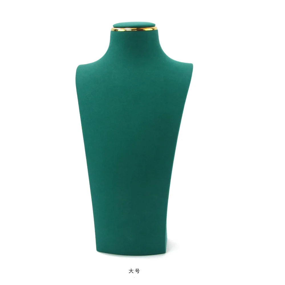 Présentoir Collier Buste Simili Cuir Doré