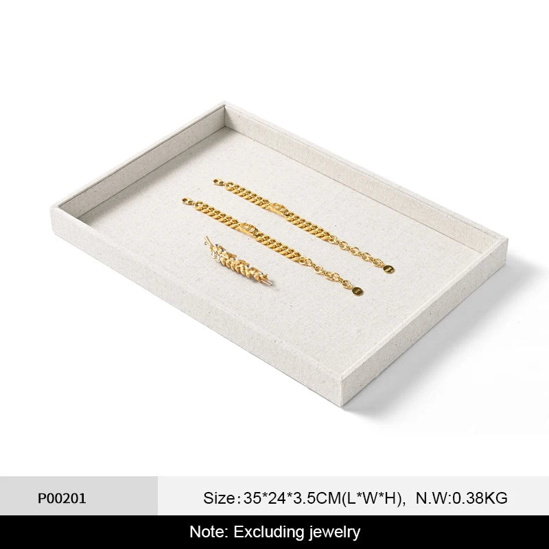 Plateau Bijoux Coton Lin Empilable Vitrine