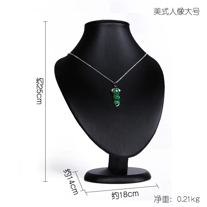 Buste Bijoux Cuir Noir Modulable Vitrine
