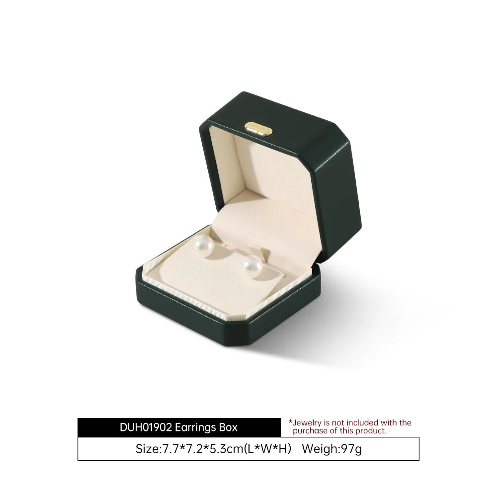 Boîte Cuir Bijoux Bague Boucle Oreille Coffret Cadeau