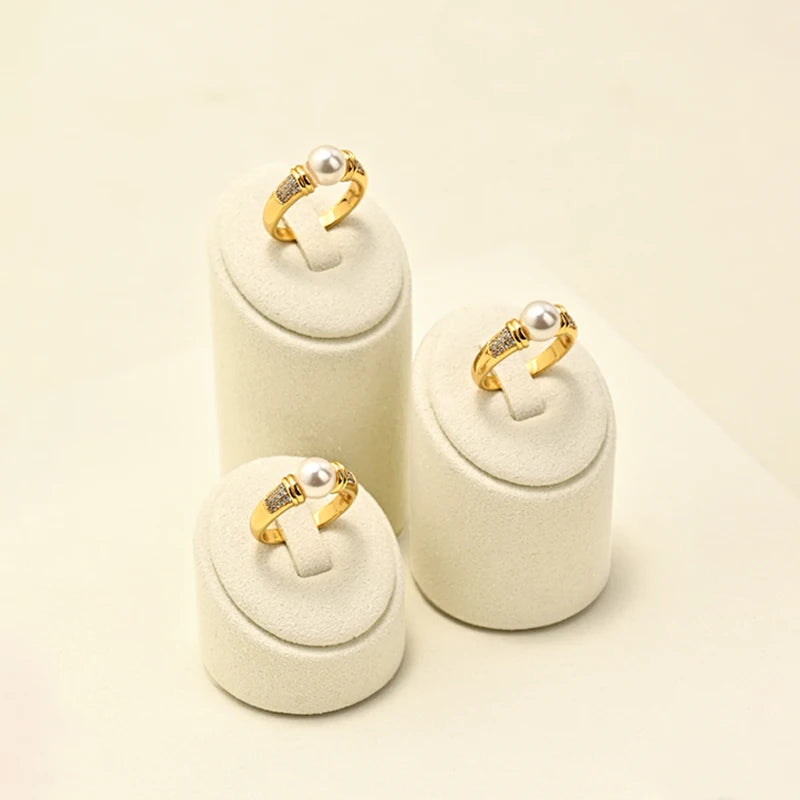 Présentoir Bague Bois Daim Boutique Vitrine