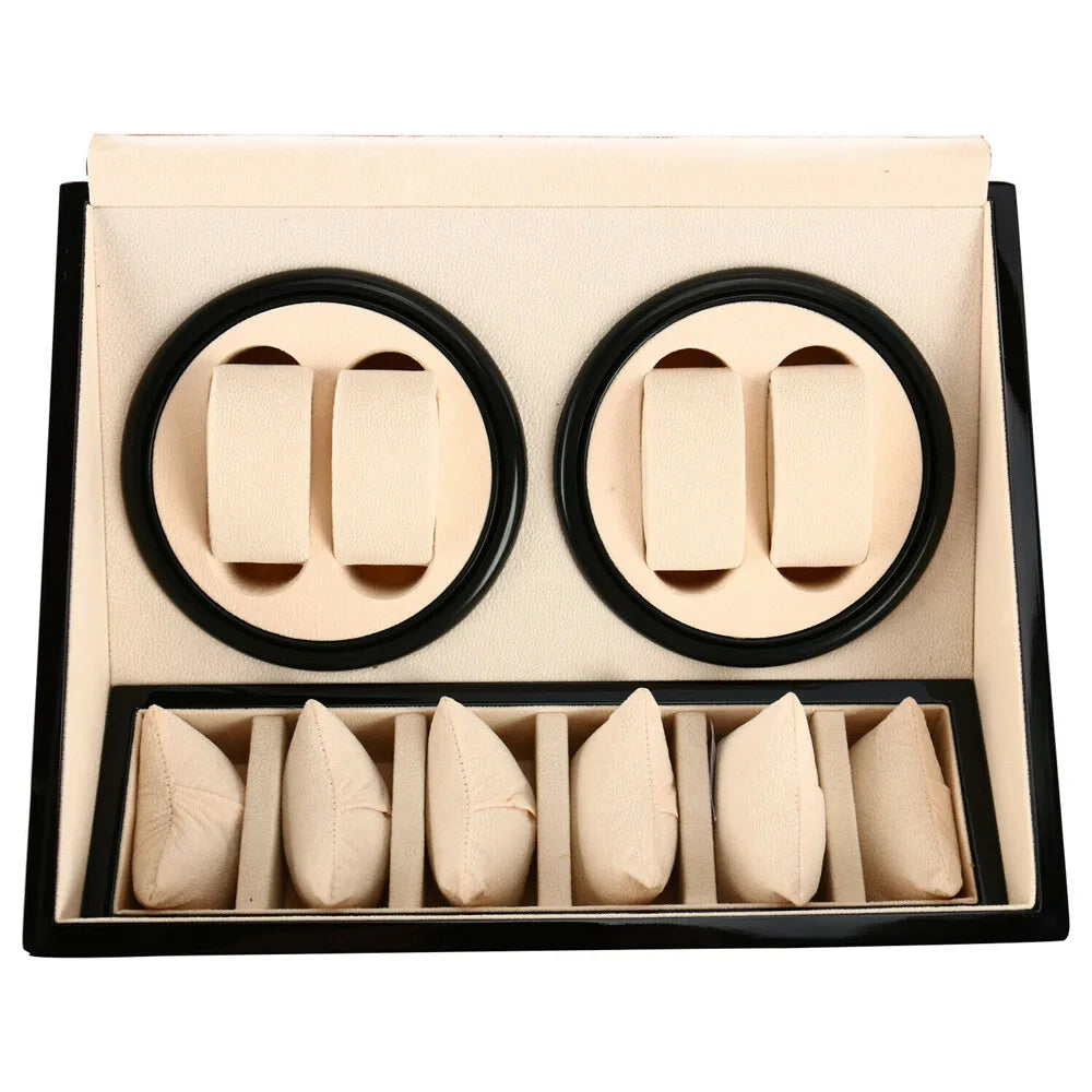 Remontoir Montre Bois Noir Brillant 10 Montres Vitrine
