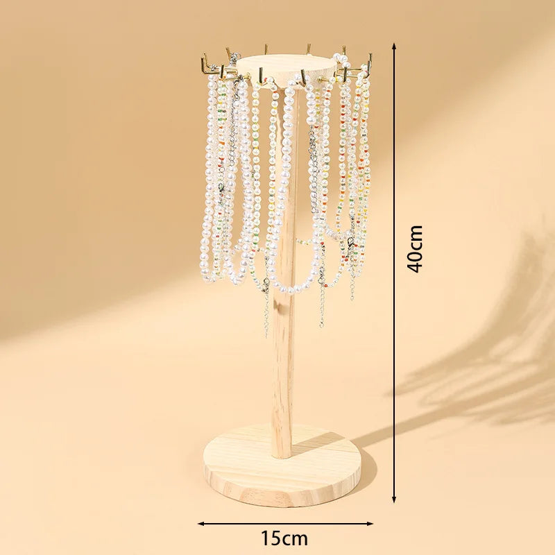 Présentoir Bois Rotatif Tour Collier Bracelet