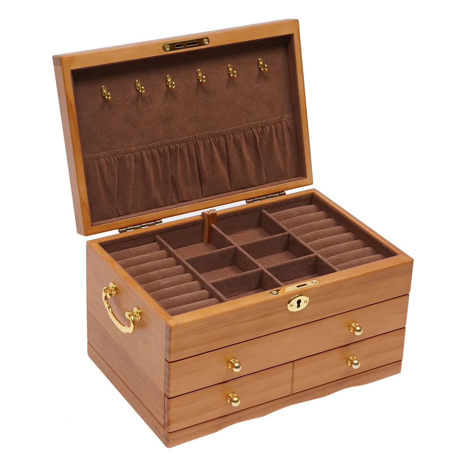 Boîte Bijoux Bois Massif Rangement Sécurisé