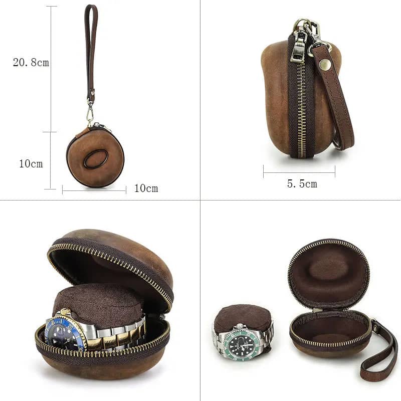 Étui Montre Cuir Marron Clair Équestre