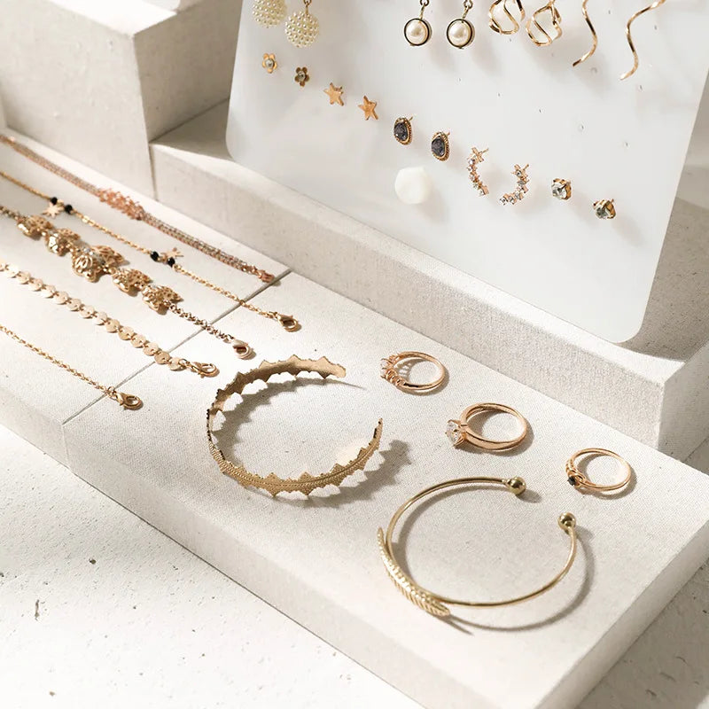Présentoir Bijoux Lin Coton Naturel