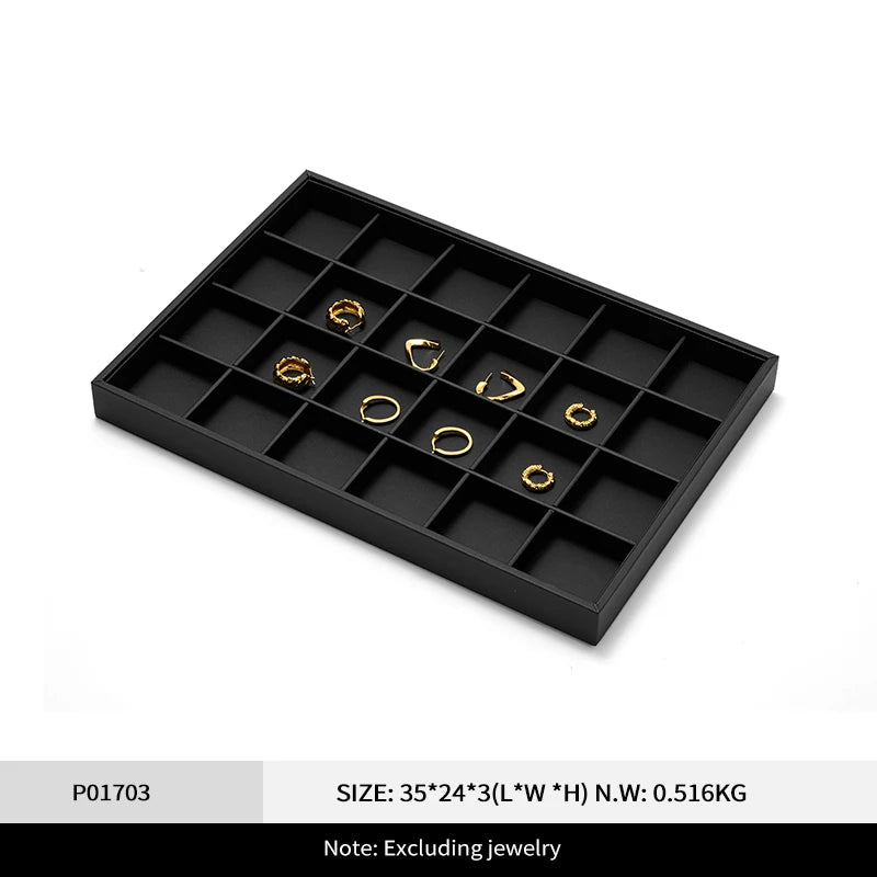 Plateau Bijoux Cuir Noir Présentoir Multifonction