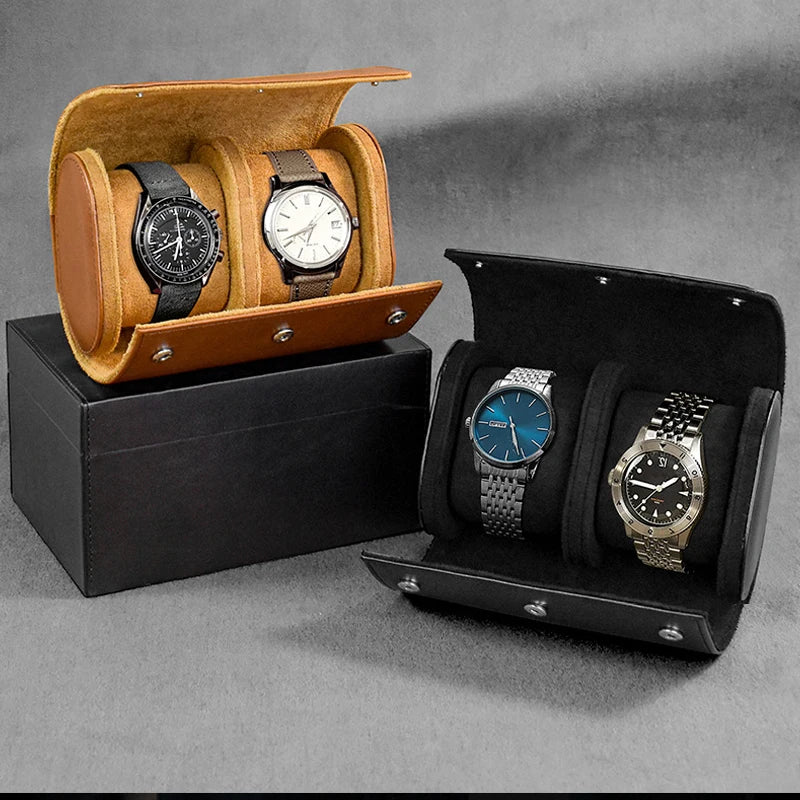 Étui Montre Cuir Voyage Rouleau 3 Emplacements