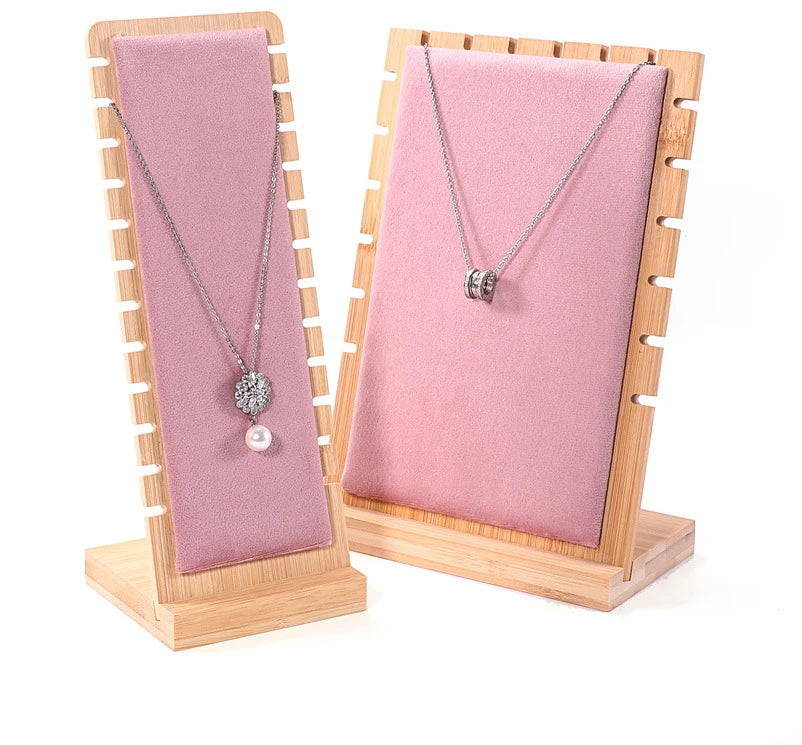 Présentoir Collier Plat Bois Velours