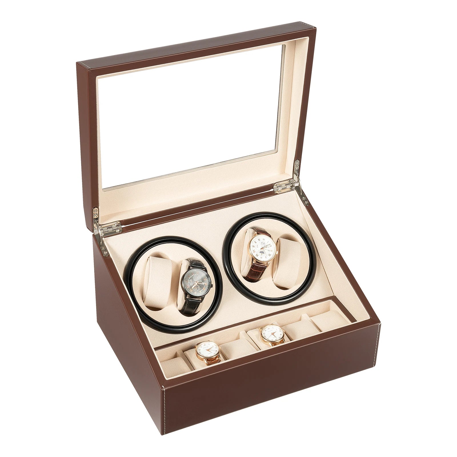 Coffre Fort Montre Remontoir Cuir 4+6 Rotatif