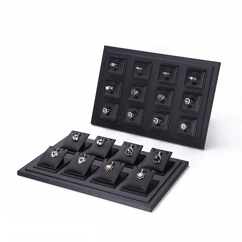 Présentoir Bague Cuir Simili Noir Comptoir