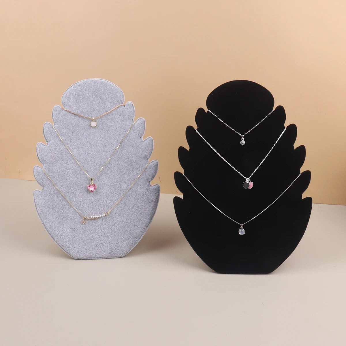 Présentoir Collier Velours Feuille Plat
