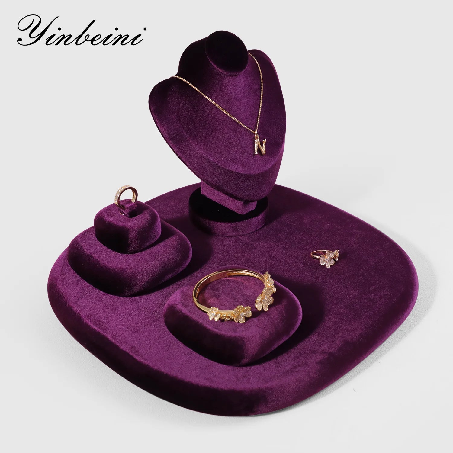 Plateau Bijoux Velours Multi-Compartiments Organisateur