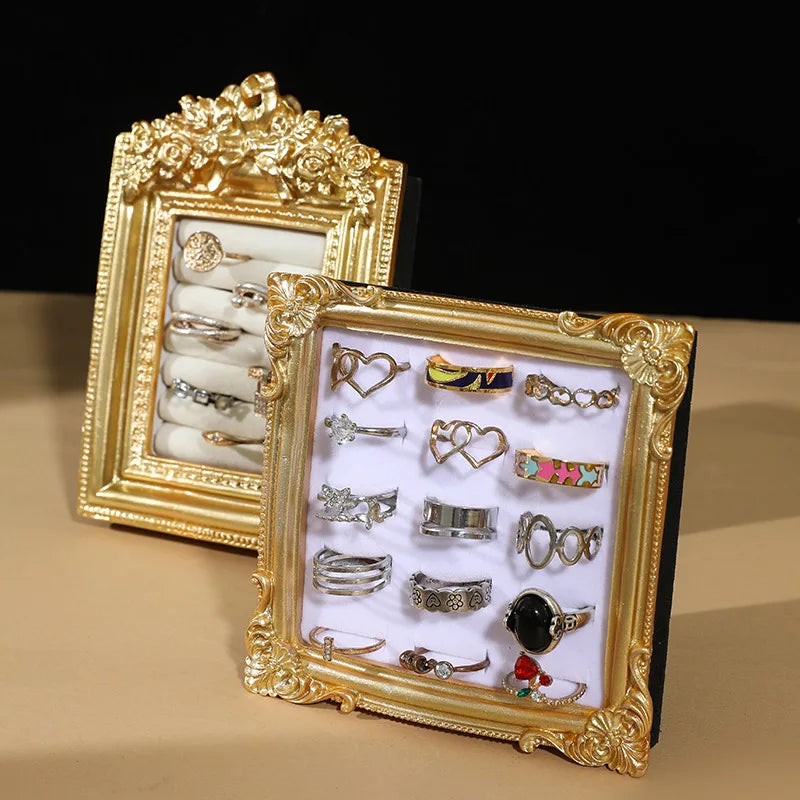 Plateau Bague Velours Cadre Photo Bagues