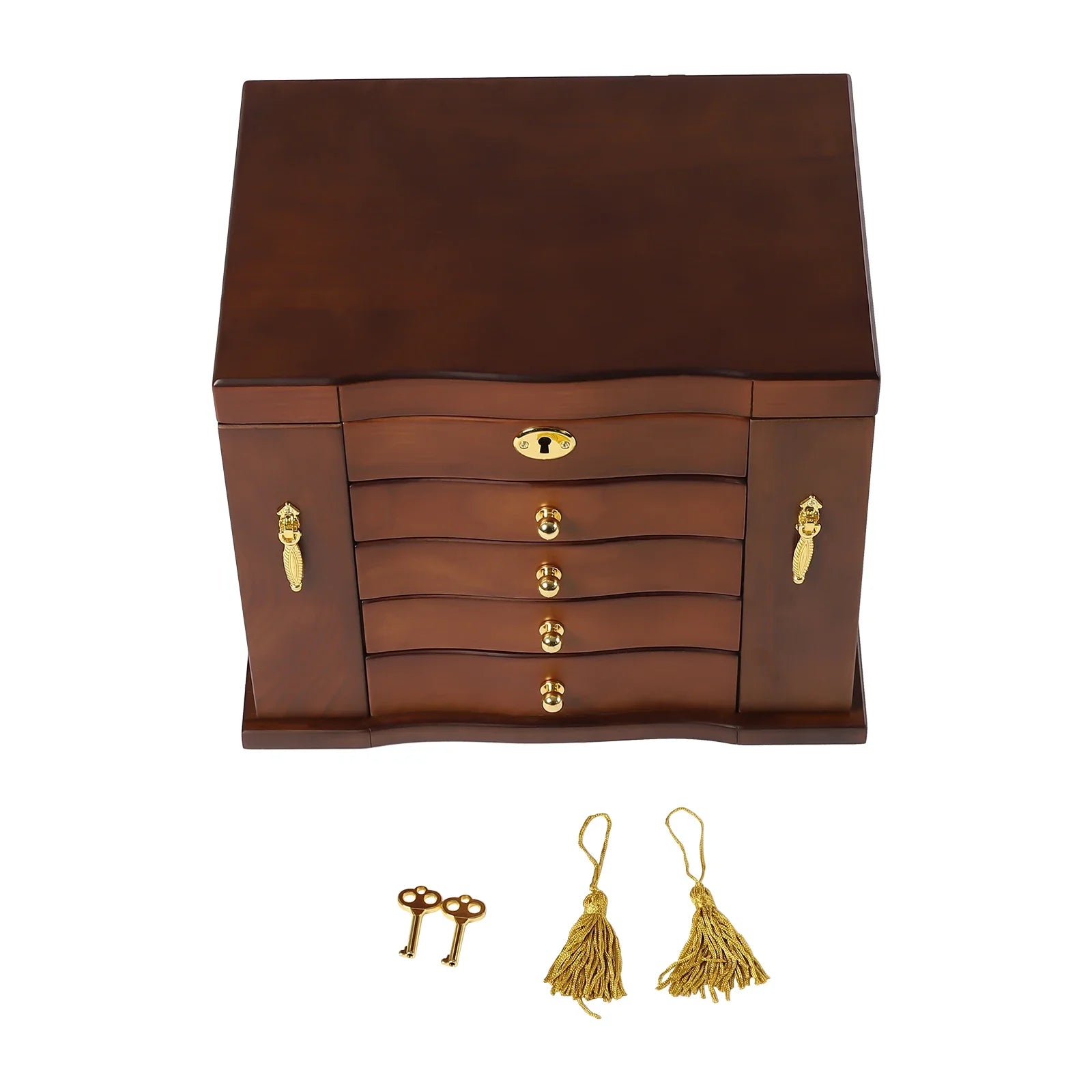 Boite Bijoux Bois Velours Vintage 5 Niveaux