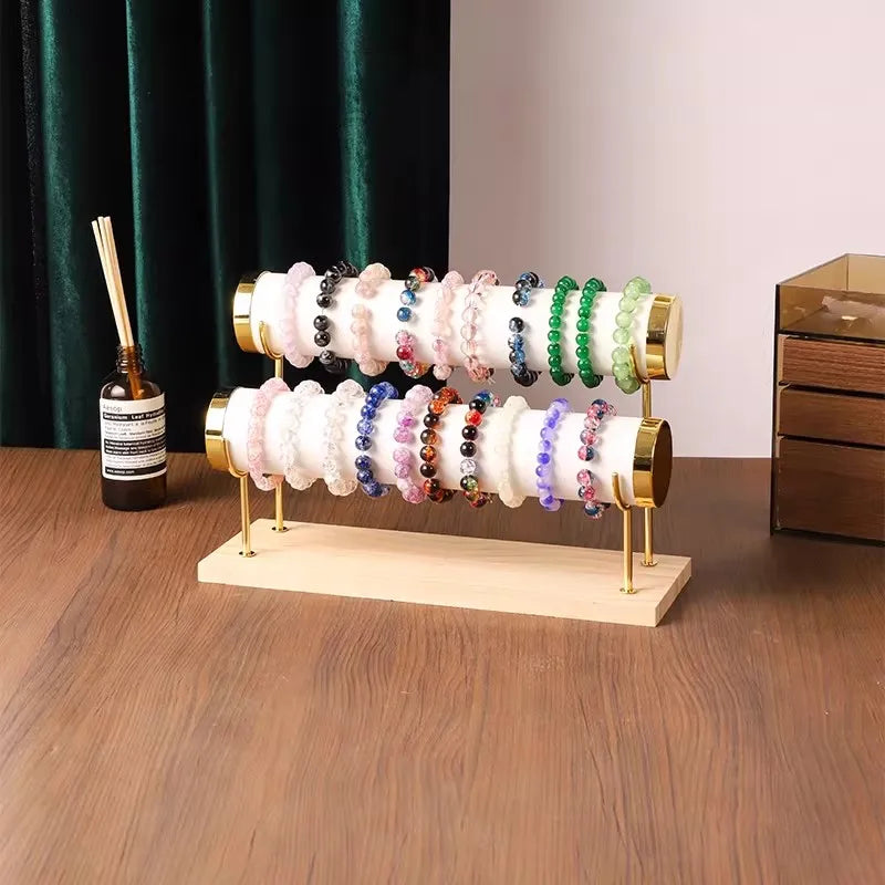Présentoir Bois Doré Niveaux Montre Collier
