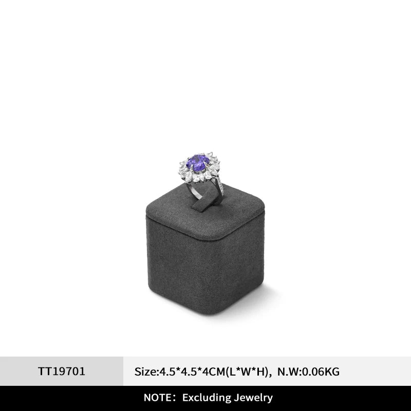 Présentoir Bijoux Velours Gris Boutique