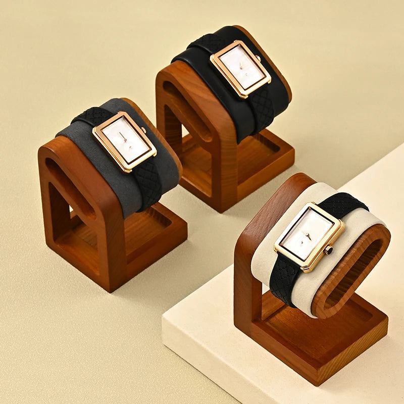 Présentoir Montre Bois Velours Cuir Barre T