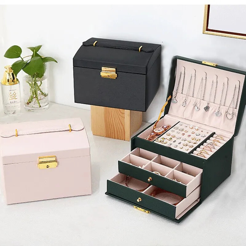 Boite a Bijoux Velours Cuir Coffret Voyage Femme