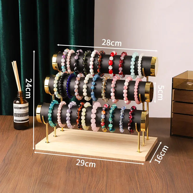 Présentoir Bois Doré Niveaux Montre Collier