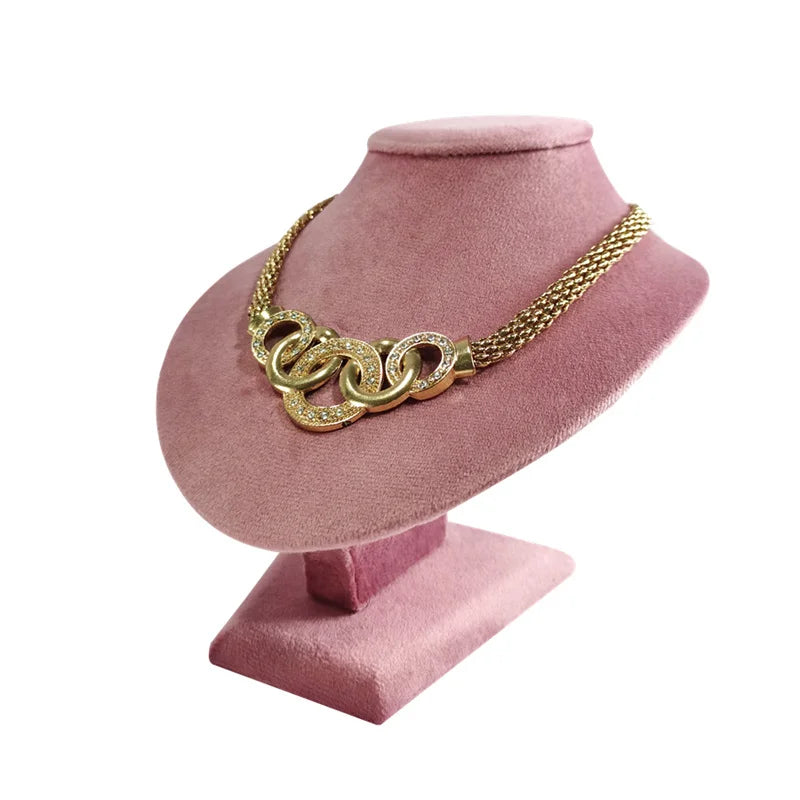 Présentoir Collier Velours Ras de Cou Rose