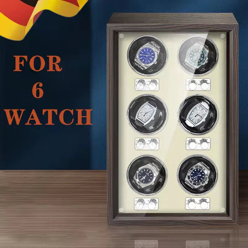 Coffre Fort Montre Bois Rotatif Remontoir 6 Emplacements